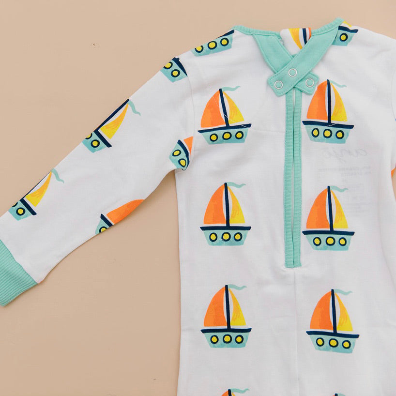 Back zipper, sailboat one piece pajama – Shop Anjo